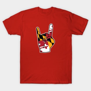 Rock On Maryland // Maryland State Flag Rock Hand T-Shirt